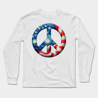 Hippie Peace Sign Shirt, Van Gogh Shirt, Vote Tshirt, Hippe Clothes, Peace Shirt, Peace Love Shirt, Gift for Hippie, Groovy Boomer Tee Long Sleeve T-Shirt